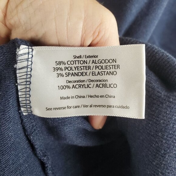 Wildfox Sweatshirt Womens Small Good Vibes Needlework Navy Blue Crew Oversized - Picture 5 of 7